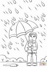 Coloring Umbrella Boy Pages Printable Drawing Dot sketch template