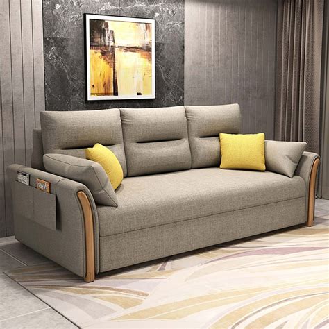 full sleeper sofa cottonlinen upholstered convertible sofa  storage  function