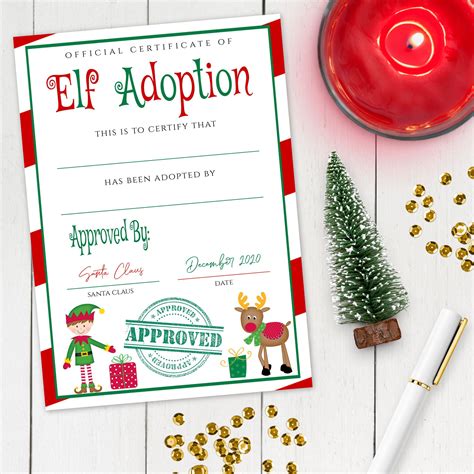 printable elf adoption certificate
