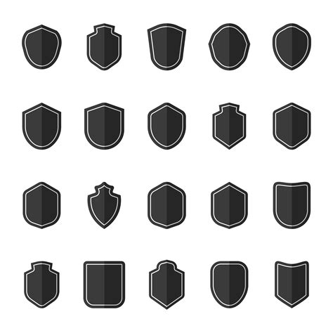 set  black shield icon vectors   vectors clipart