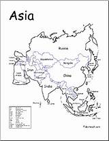 Asia Map Printable Countries Continent Kids Labeled Coloring Maps Geography Names Pages Asian Colouring Abcteach Country Worksheets Color Blank Teaching sketch template