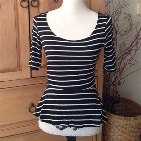 black  white blouse black  white stripes form fitting   comfortable tops blouses