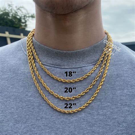 mens chain gold rope chain necklace gold chains  men etsy uk