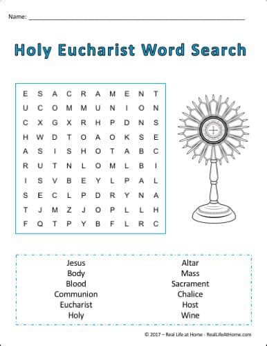holy communion word search printable perfect   communion students