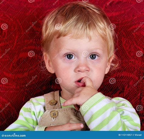 With Finger In Mouth Stock Image Image Of Nose Happiness 11211057