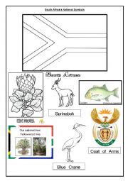 south african symbols esl worksheet  domr