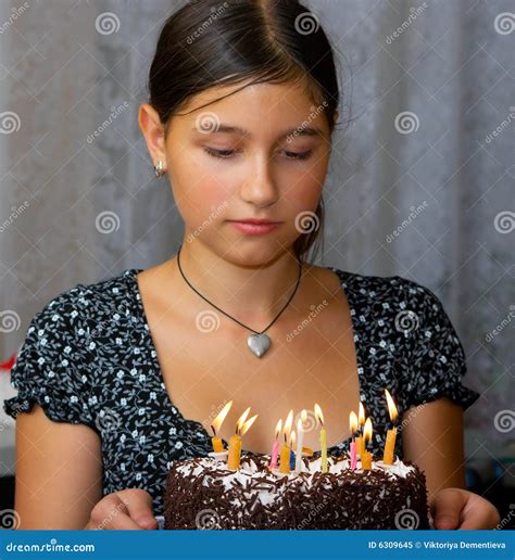 happy girl stock image image  girl candle