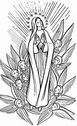 Catholic Virgin Assumption Blessed Vierge Woodblock Rosary Immaculate Conception Mother Coloringhome Feast Coloriage Sainte Adults Orthodox Colorier Färgläggningssidor sketch template