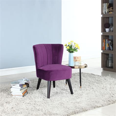 contemporary small space accent chair  pleated backrest purple