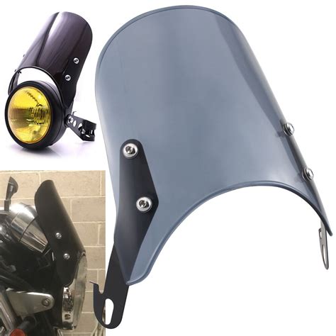 1 Set Motorcycle Modified 5 7 Inch Round Headlight Windshield Black