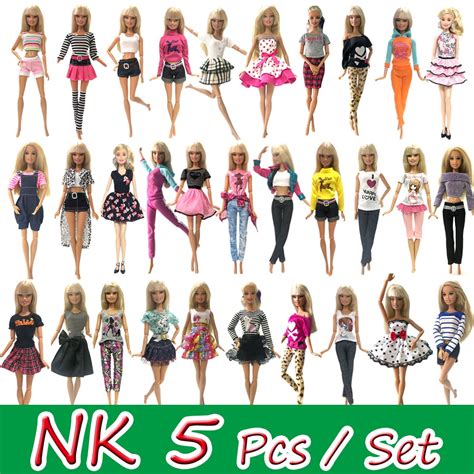 nk hot sale 5 pcs set doll dress handmade skirt fashion clothes for
