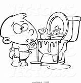 Toilet Coloring Cartoon Outline Toys Boy Pages Bathroom Kids Potty Ron Leishman Outlined Vector Plumbing Color Royalty Clipart Room Print sketch template