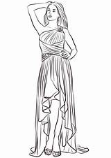 Coloring Dress Prom Shoulder Low High Pages Printable Categories sketch template