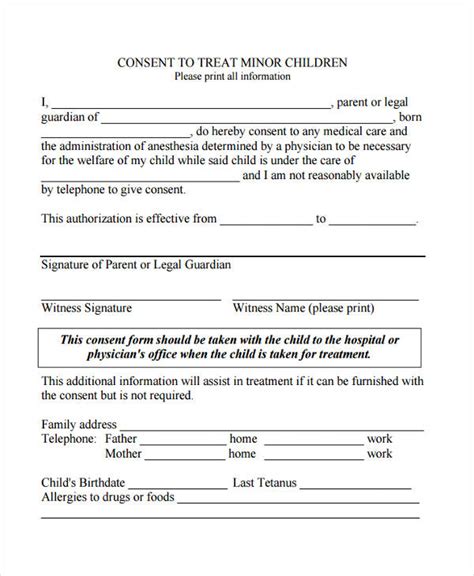 medical consent form  printable printable forms