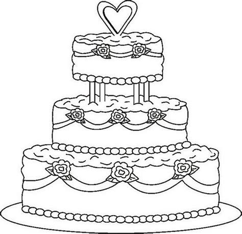 coloring page wedding cake