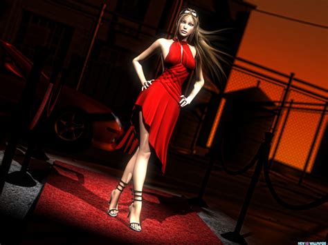 Free Download Download Anime Girl Red Dress On Ramp Wallpaper In People