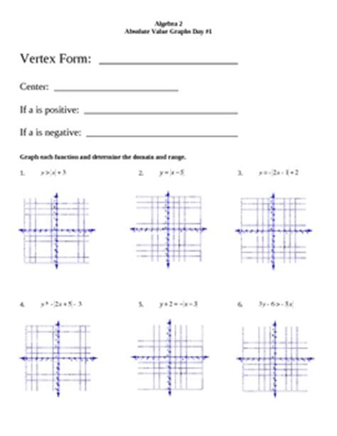 graphing absolute  equations inequalities worksheet  lexie