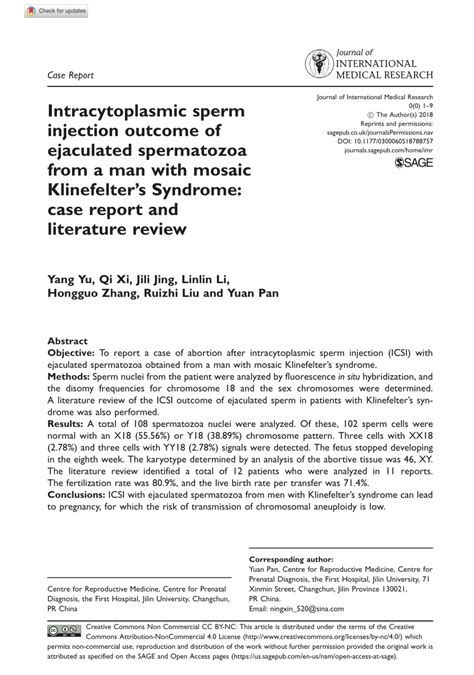 Pdf Intracytoplasmic Sperm Injection Outcome Of Ejaculated
