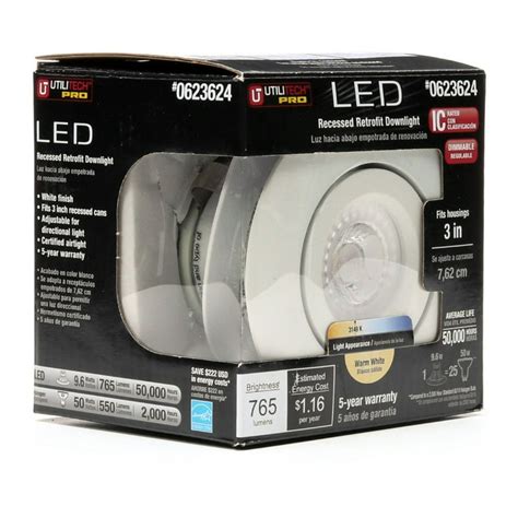 utilitech pro integrated led     equivalent  lm white  dimmable recessed