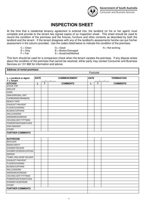 inspection worksheet templates