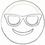 Emoji Coloring Pages Faces Face Glasses Drawing Sunglass Sun Kids Sunglasses Sketch Template Happy Templates Clipart Finished Smile Draw Popular sketch template