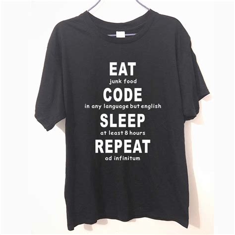 Geek Programmer Eat Code Sleep T Shirt Funny Adult Printed