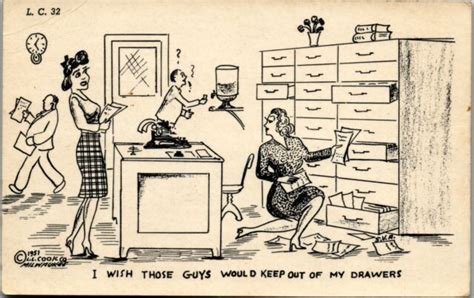Keep Out Of My Drawers Secretary Humor 1950 Era Humor Vintage Postcard