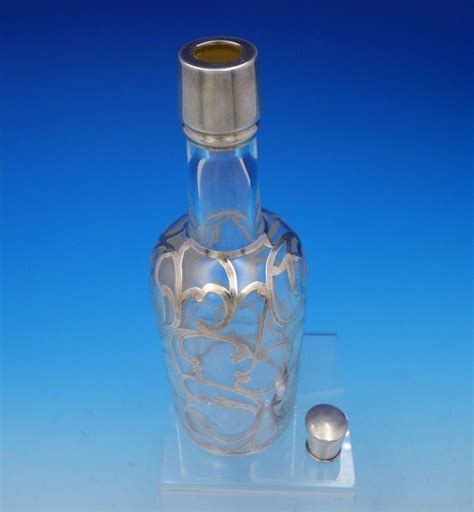 sterling silver overlay glass liquor bottle   tall     ebay