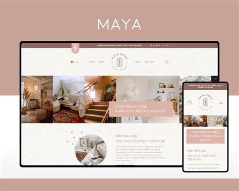 wix website template design  home decor shops maya etsy