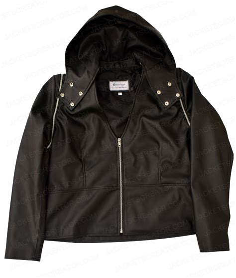 gotham season 5 selina kyle leather jacket with hoodie