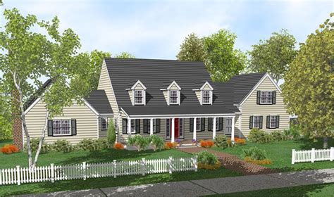 cape  home plan full front porch house ideas pinterest front