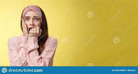 Shocked Frightened Stunned Cute Timid Girl Panicking Standing In