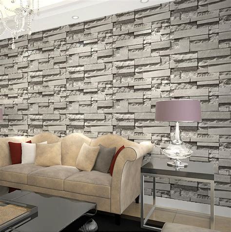imported south korea designs super  stone wallpaper  pvc grey brick wallpaper roll