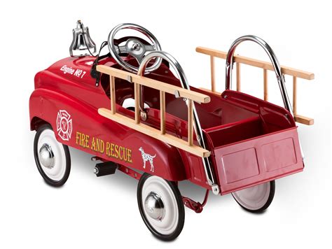 fire truck pedal car vintage metal car classic toy engine toddler kids