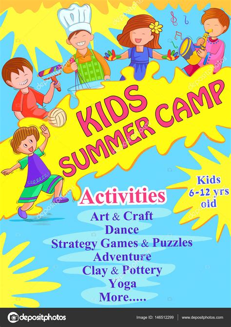 banner poster design template  kids summer camp activities stock