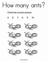 Ants Coloring Many Worksheets Counting Preschool Kids Activities Pages Kindergarten Activity Board Twistynoodle Insect Alphabet Math Crafts Noodle Twisty Login sketch template