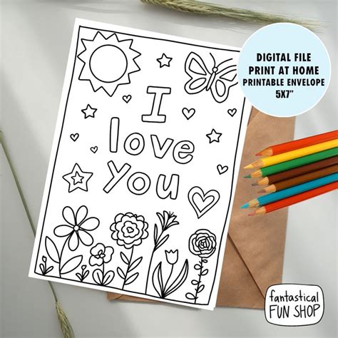 printable  love  card  child colorable thinking  etsy