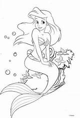 Ariel Disney Coloring Pages Mermaid Princess Pintar Sitting Rock Choose Board Flowers Little sketch template