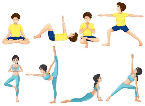 yoga poses  vector art  vecteezy