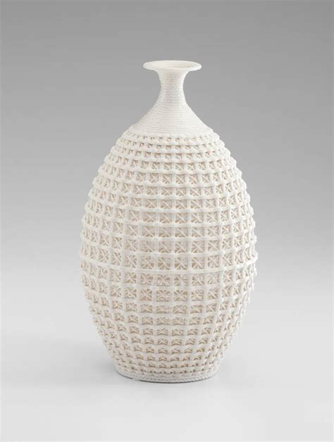 Large Diana Intricate White Ceramic Vase By Cyan Design