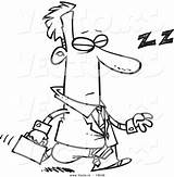 Tired Businessman Outlined Dozing Toonaday sketch template