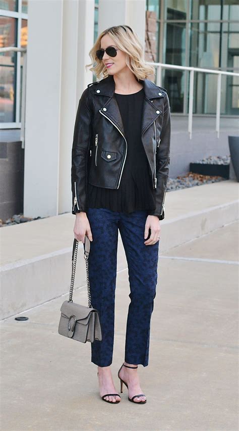 wear  leather jacket trendy spring outfits leather jacket
