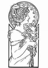 Alphonse Mucha Pages Coloring Getcolorings sketch template