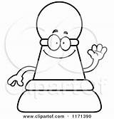 Chess Coloring Pawn Pages Cartoon Clipart Mascot Waving Pieces Cory Thoman Vector Outlined Board Royalty Game Choose sketch template