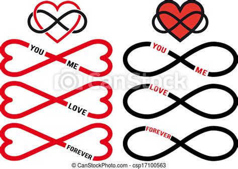 Red Infinity Hearts Vector Set Never Ending Love Red