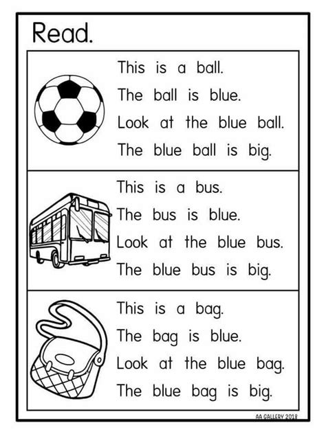 printable reading worksheets  kindergarten