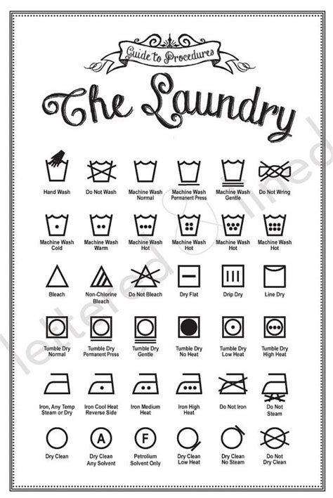 laundry symbols poster print guide  procedures laundry etsy