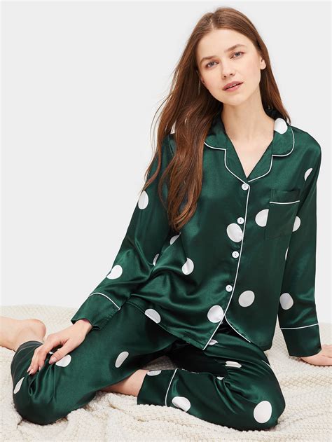 pijama dama satin zeleno adcp adictiv