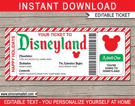holiday disneyland ticket template disneyland  disneyland