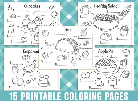 food coloring pages  printable recipe coloring pages  etsy
